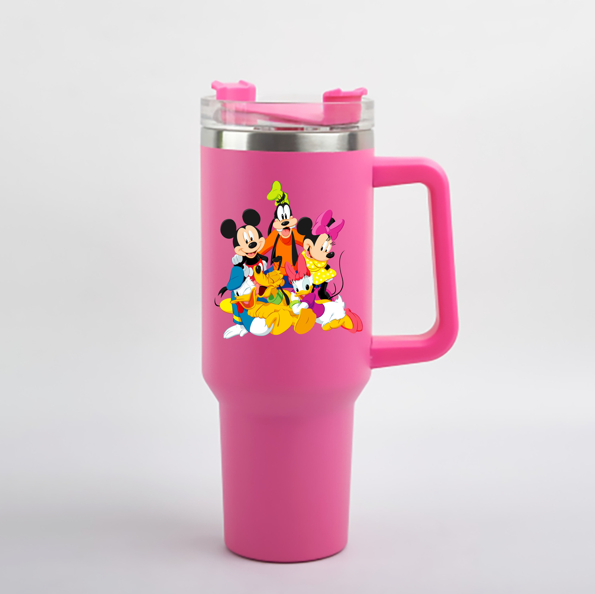 ミッキーマウス Mickey Mouse 1200mL車用タンブラー - クリスタルステッカー（プラスチックストロー付き）